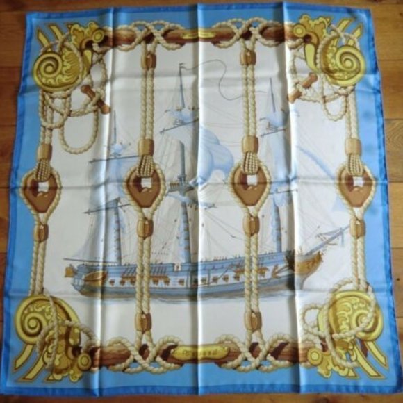 Hermes Accessories - VINTAGE HERMES "Tribord" Silk Scarf- 1968 w/ Hermes Box